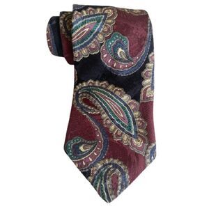 Hunting Horn Classics Men's Silk Paisley Tie Burgundy Black Made in USA Preppy